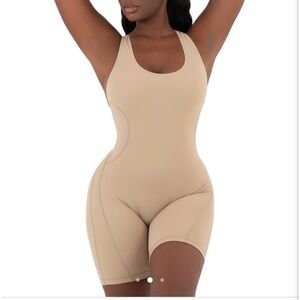 Davis Active taupe tank romper L/XL athletic gym workout performance minimalist